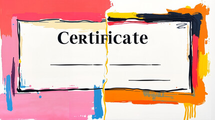 Abstract torn certificate with colorful artistic design