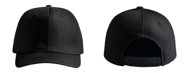 PNG Black hat mockup apparel front back.