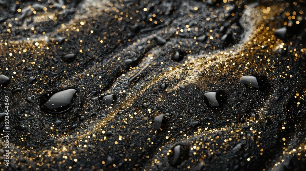 Poster detailed macro shot of droplets splashing on textured surface