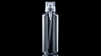Clear Spray Bottle Mockup on Black Background in Studio Photography