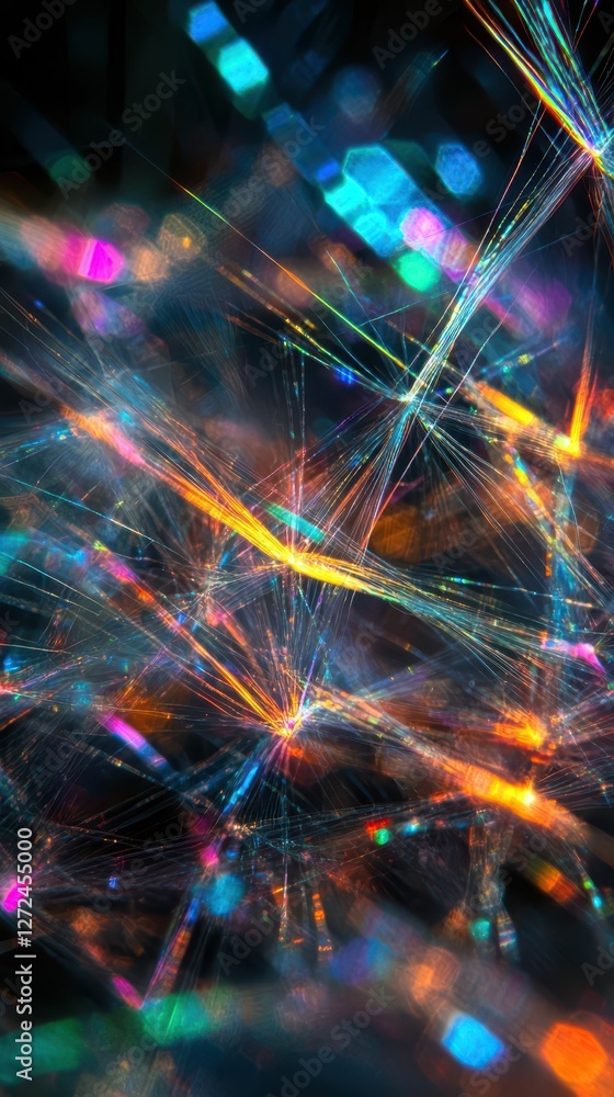 Poster illuminated macro view of detailed fibers with vibrant colors