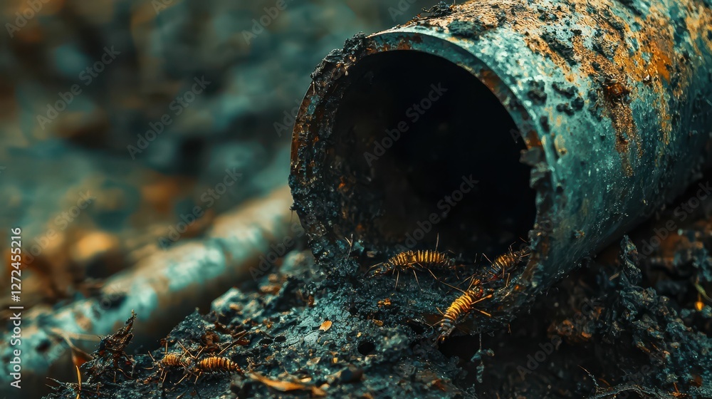 Poster macro view of tiny insects in a natural environment