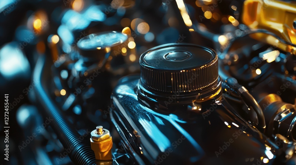 Poster detailed macro shot highlighting smooth engine components and surface