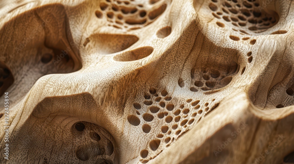 Poster detailed macro shot of textured wood surface with unique patterns