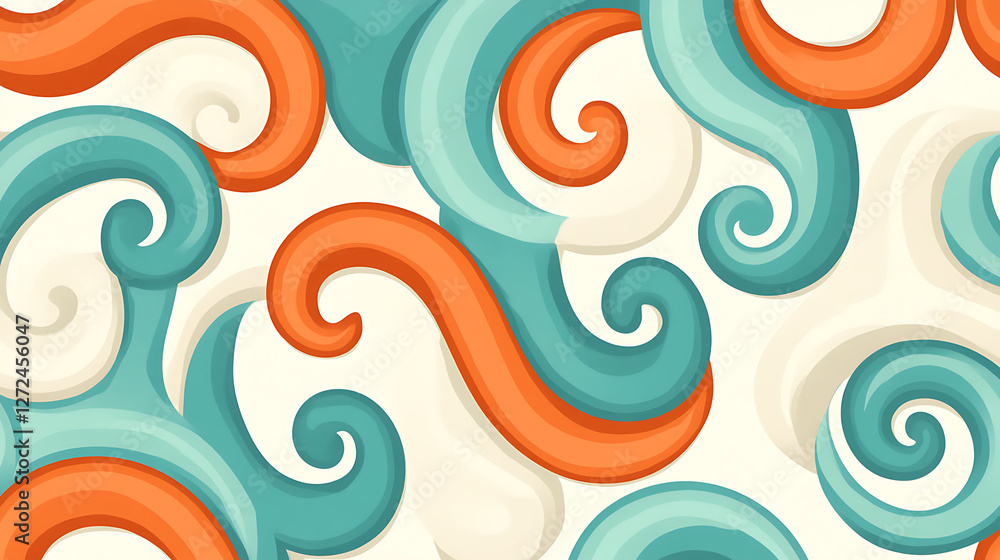 Poster swirling colorful abstract pattern design with spirals and waves aesthetic background illustration.