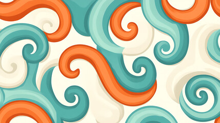 Fototapeta premium Swirling Colorful Abstract Pattern Design with Spirals and Waves Aesthetic Background Illustration.