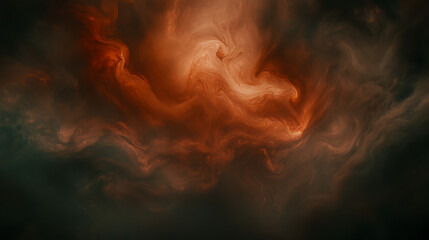 Swirling Flames of Intense Energy A Darkened Nebula Cloudscape Conceptual Artwork Illustration.