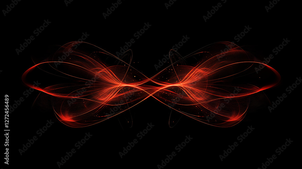 Aufkleber symmetrical fiery energy streams forming infinite sign on black backdrop design visual element.