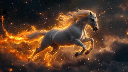 large majestic white horse mane ablaze
