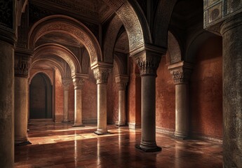 Fototapeta premium Intricate Architectural Details in Historic Moroccan Interior Space