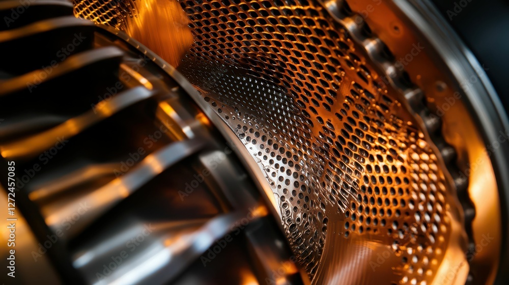 Poster detailed close-up view of protective layer on engine components