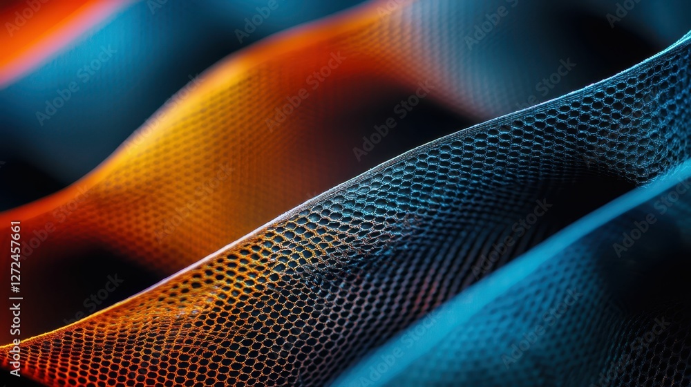 Poster close-up of dramatic layered air filters with colorful patterns