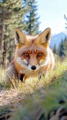 Fototapeta premium Red Fox in Forest Sunlight