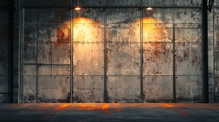 Dramatic Industrial Wall Scene with Warm Lighting and Texture