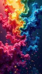 Exploding color, chaotic yet harmonious swirls , paint, motion, psychedelic