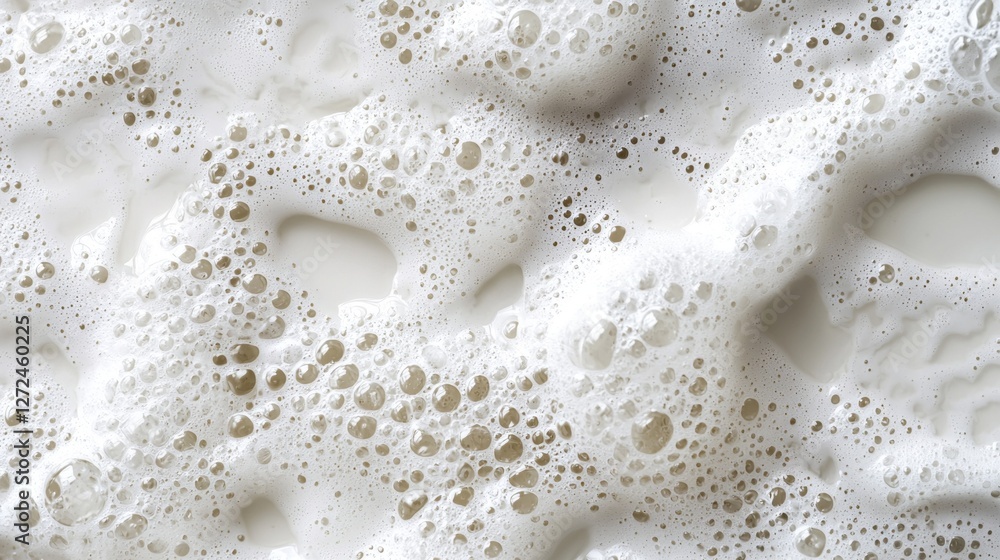 Aufkleber Bubbles form a beautiful pattern as soap foam spreads across a surface, capturing light and creating a mesmerizing texture. This intricate display of foam creates a gentle atmosphere