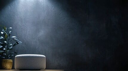 Minimalist Blue Podium Product Display with Plant