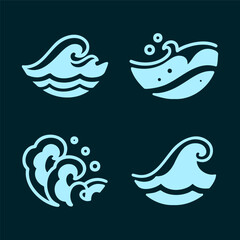 Stylized wave designs representing ocean movement and marine life in a modern artistic interpretation