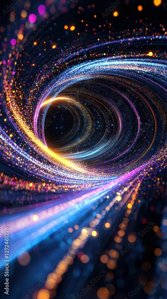 Poster dynamic abstract design of illuminated digital energy swirls