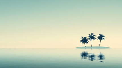 Obraz premium Tranquil Island Scene With Three Palm Trees
