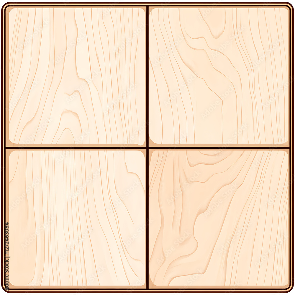 Poster wooden squares seamless pattern design with four blocks and border for digital use or printing.