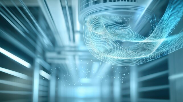 Dynamic Air Filtration Scene with Modern Technology Visualization