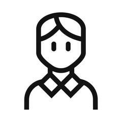 A black and white icon of a male customer wearing a collared shirt representing a patient client or customer in a dental or healthcare setting.