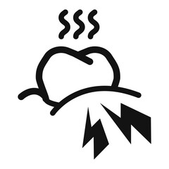 icon of a decayed or damaged tooth with pain indicators such as steam lines and lightning bolts representing toothache dental problems cavities or oral health issues.