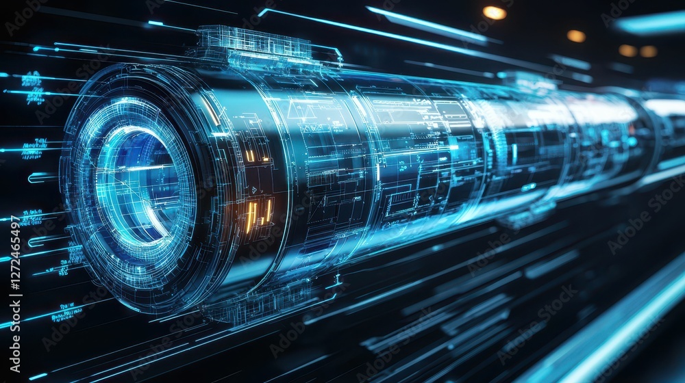 Poster futuristic engineering blueprint of hyperloop technology concept