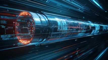 Hyperloop Engineering Blueprint Concept with Futuristic Design