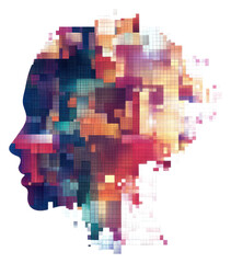 PNG Brain icon pixelated abstract art.
