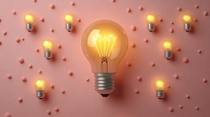 Bright Idea Glowing Bulbs on Pink