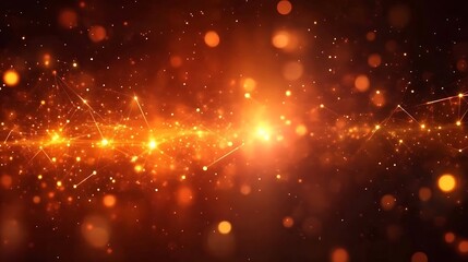 Obraz premium Golden Network of Light, Abstract Technology and Data Connection Concept