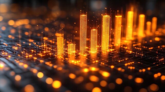 Glowing Data City, A Futuristic Digital Landscape of Information Flow