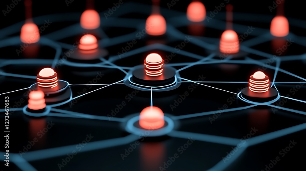 Aufkleber interconnected nodes, a network of digital communication and data sharing