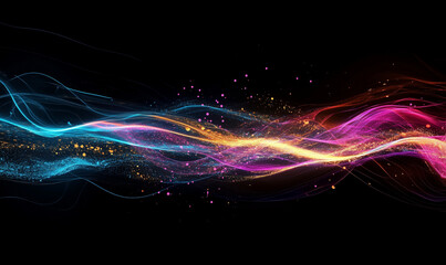 Black backdrop flickered with sharp neon beams, creating a bold and modern visual effect