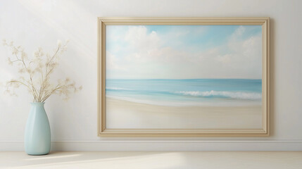 Soft pastel sea breeze blowing over the shore in a calming and peaceful frame