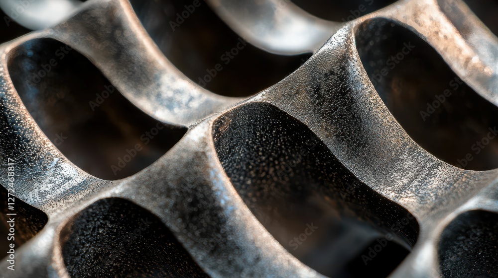 Poster high definition close-up of an oil filter element structure
