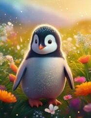 Naklejka premium Kleiner Pinguin
