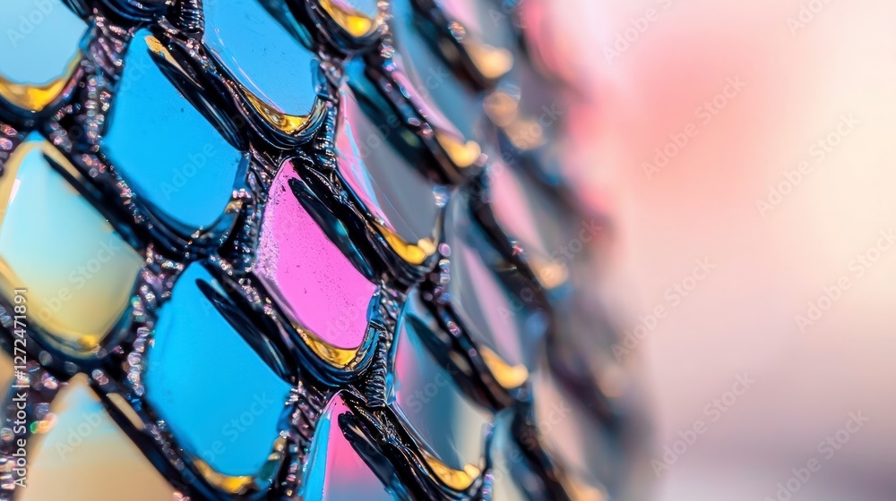 Poster Abstract Colorful Mosaic Tiles  Shiny Iridescent Surface Texture Background