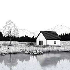 Fototapeta premium Serene Lakeside Retreat