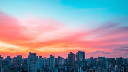 Fototapeta premium City Skyline Sunset Colorful Sky