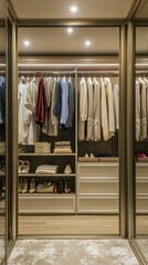 Luxurious Wardrobe with Mirrored Sliding Doors in Modern Design