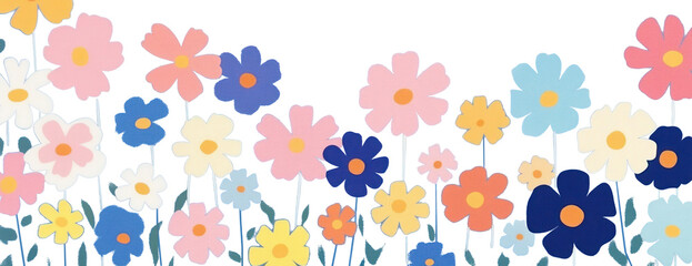 PNG Cosmos flower field background flowers pattern spring.