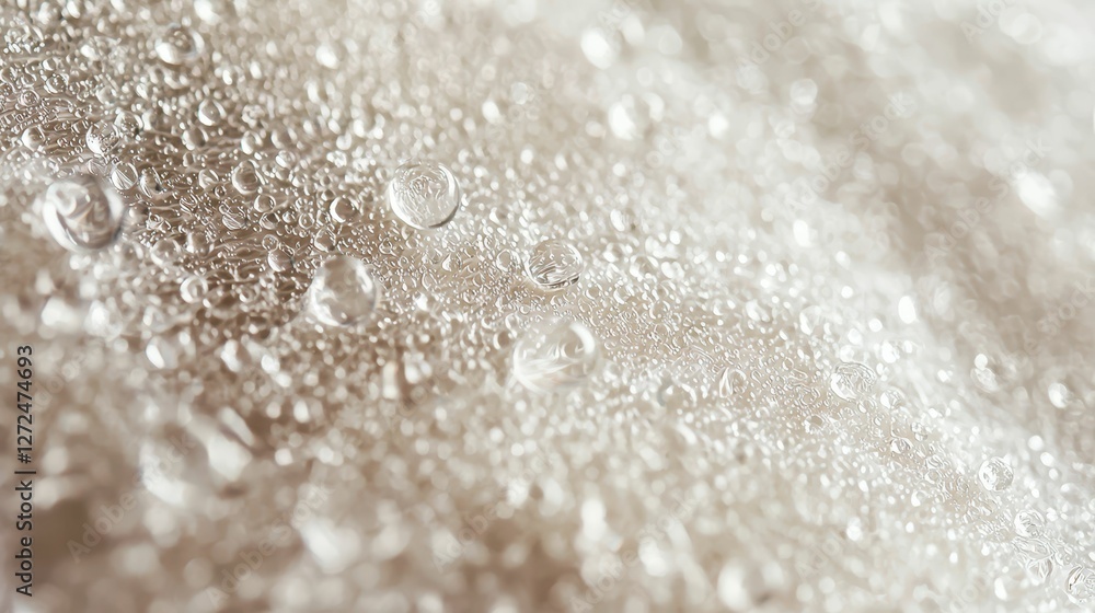 Poster macro shot of soft textured paper towel with moisture droplets