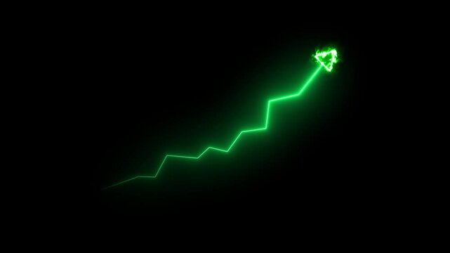 Animated Financial Growth Graph. Graph Depicting Financial Growth, Stock Market Boom, Business Success.stock market boom or an impressive increase of business sales.	
