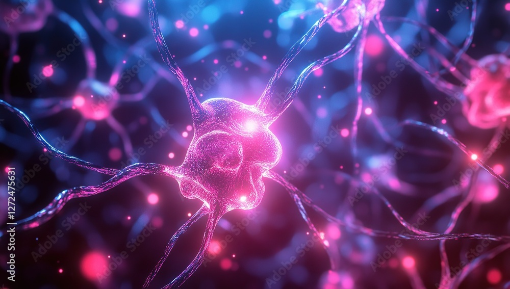 Poster exploring neuron structures: microscopic wonders of the nervous system, unveiling cellular complexit