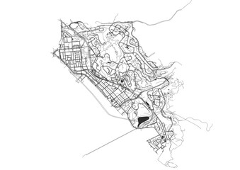 vector map of  highways in kwun tong district in hongkong with black and white color