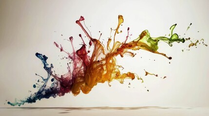 Modern Artistic Ink Splashes in Vibrant Colors Abstract Design