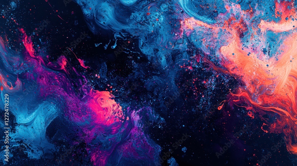 Poster modern abstract composition with splashes and colorful gradients